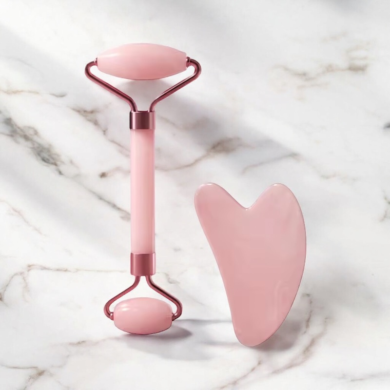 Gua-Sha & Rouleau de Massage Visage – Soin Anti-Âge Naturel